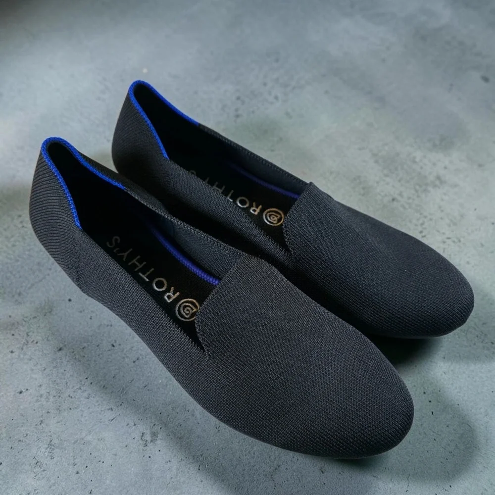 Rothy's Womens The Loafer Slip On Shoes Size 9.5 Black Flats New